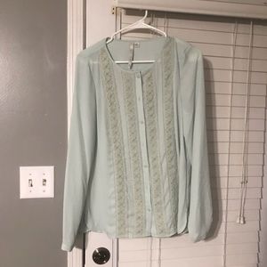 Lauren Conrad seafoam green blouse top size medium